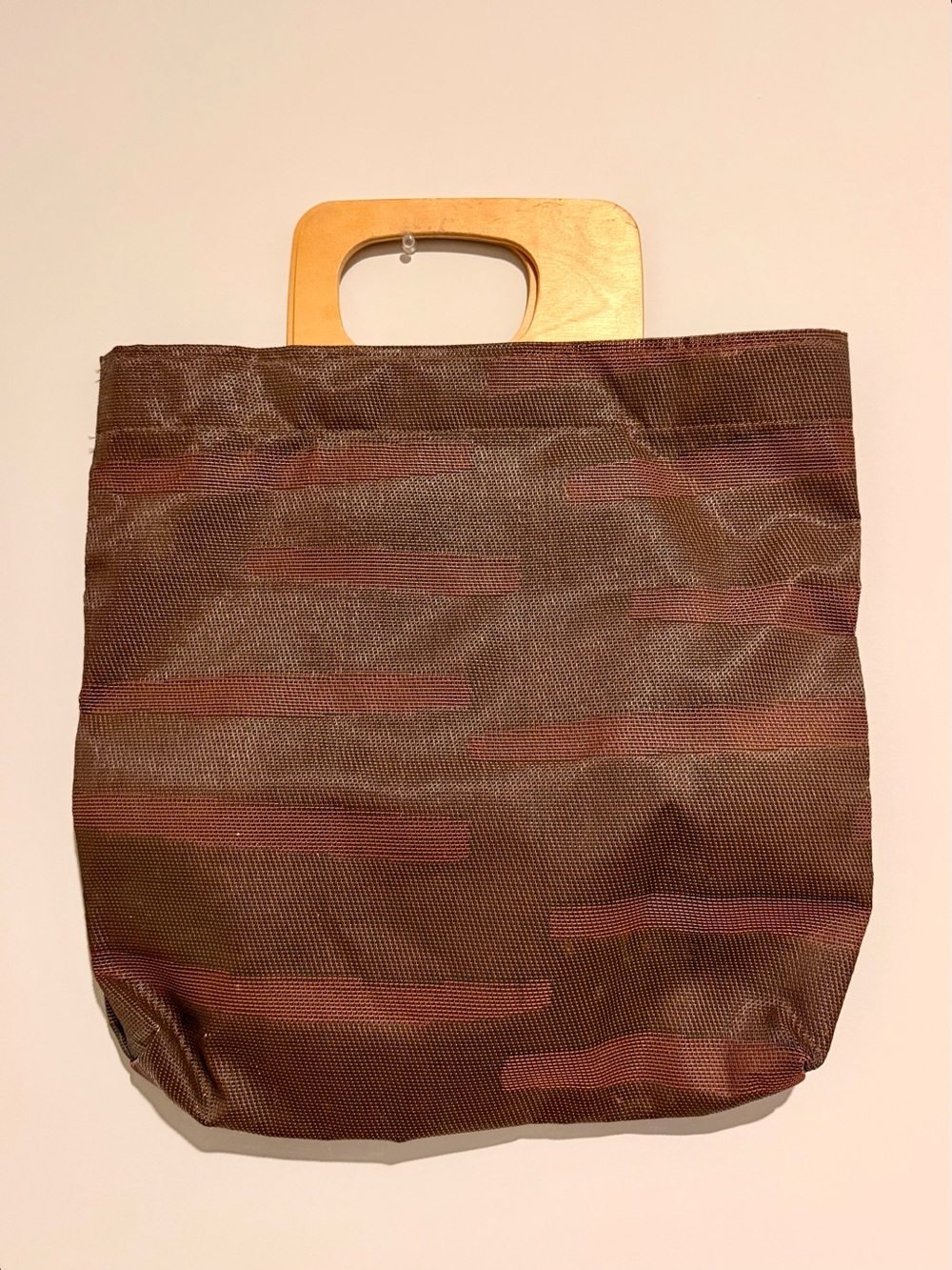 Chilewich Brown Textured Tote Bag with Wooden Handles